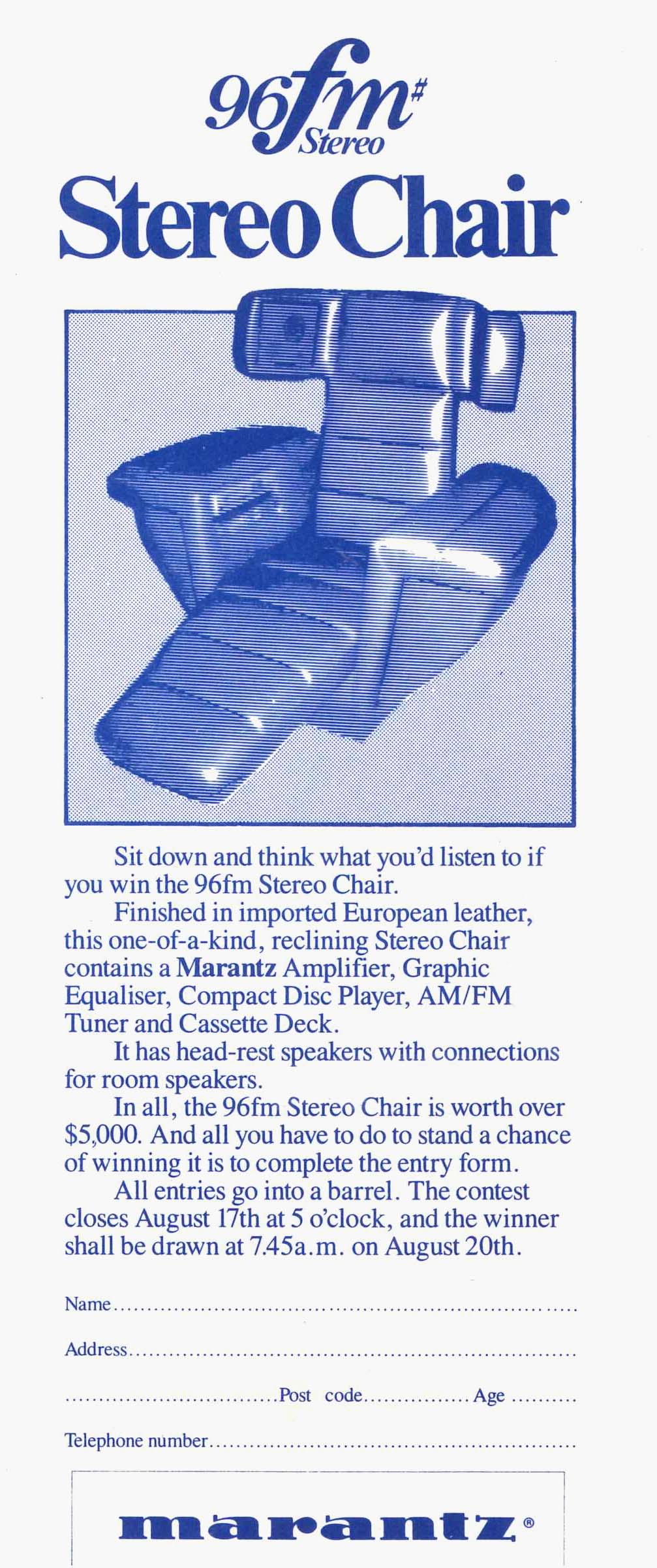 Stereo Chair Entry Form
