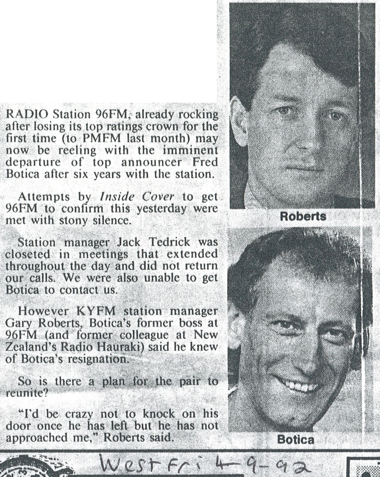 1992.09.04 - Fred about to leave 96FM - The West Australian.png