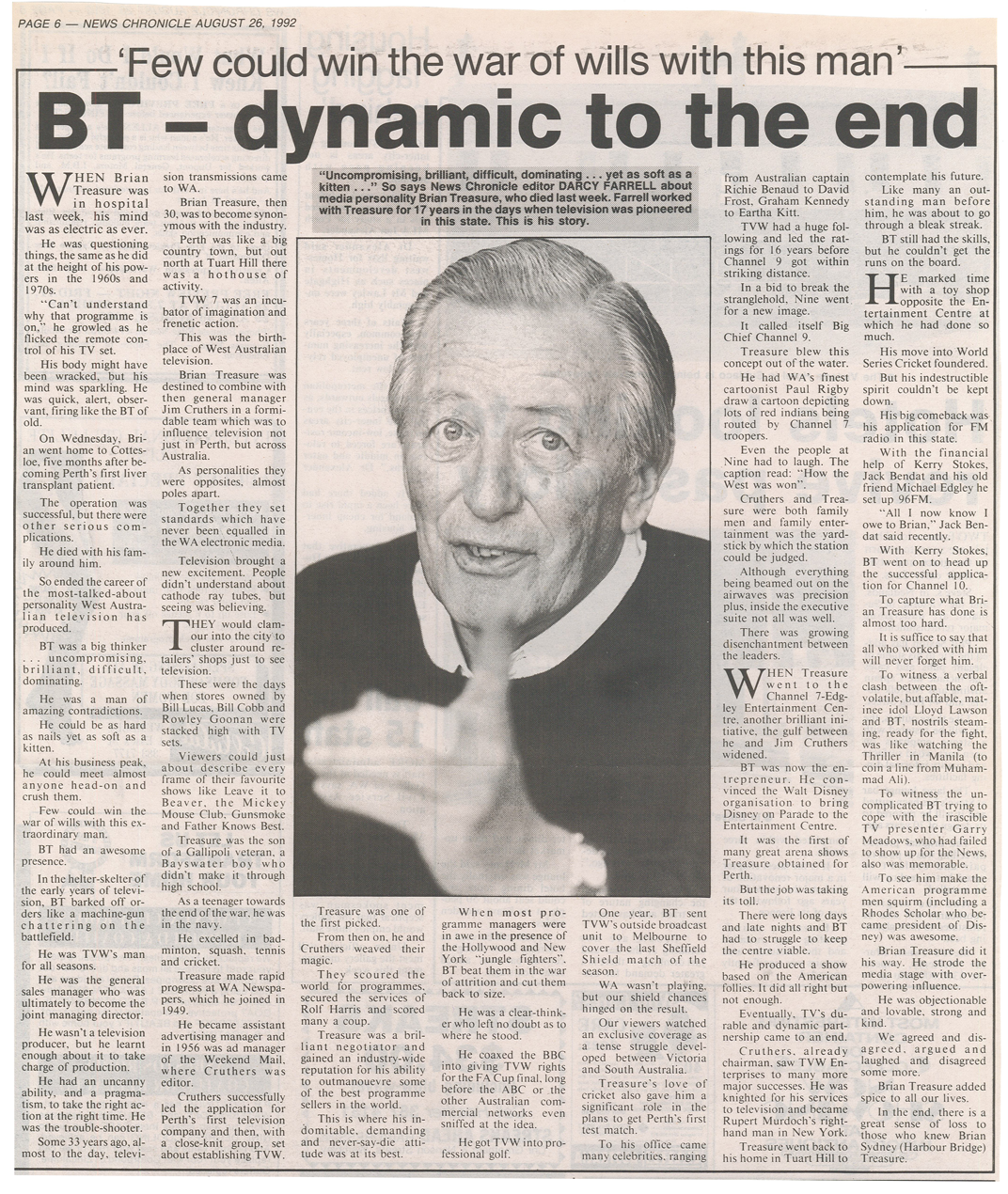 1992.08.26 - Article - BT dynamic to the end - News Chronicle.png